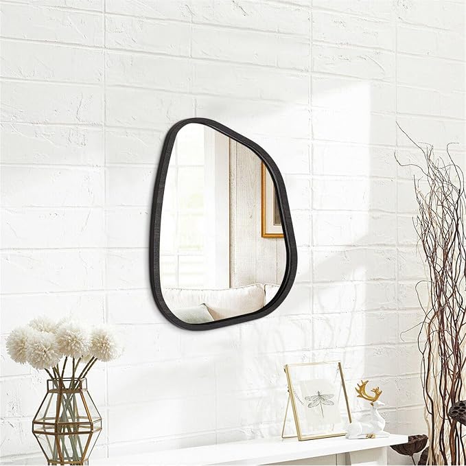 Asymmetrical Mirror for Wall Irregular Oval Wood Frame Modern Unique Wall - Image 2