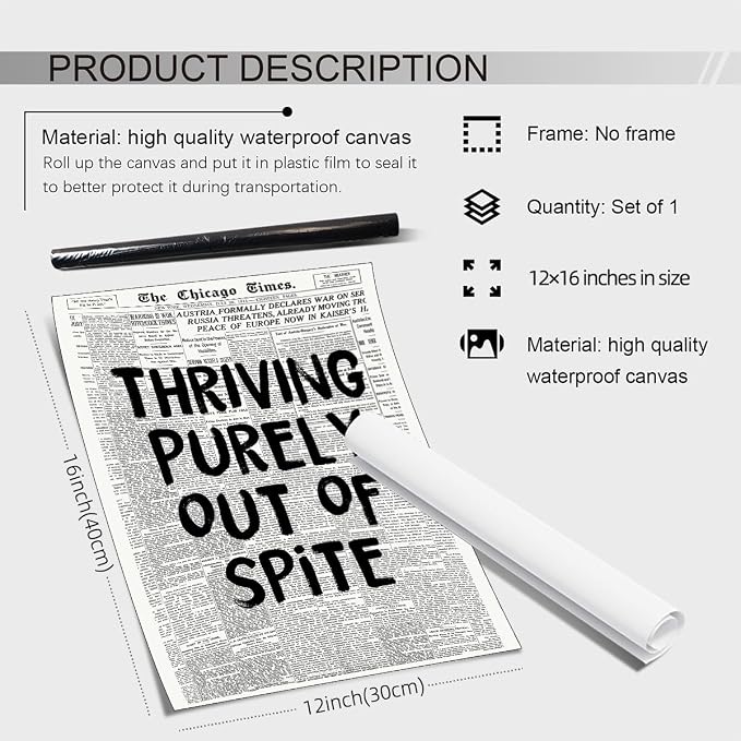 noxozoqm Black And White Newspaper Poster Fashion Fun Motivational Quote Wall - Image 2