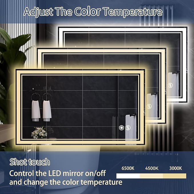 28“ x 40” LED Bathroom Mirror Fogless LED Mirror - Image 5