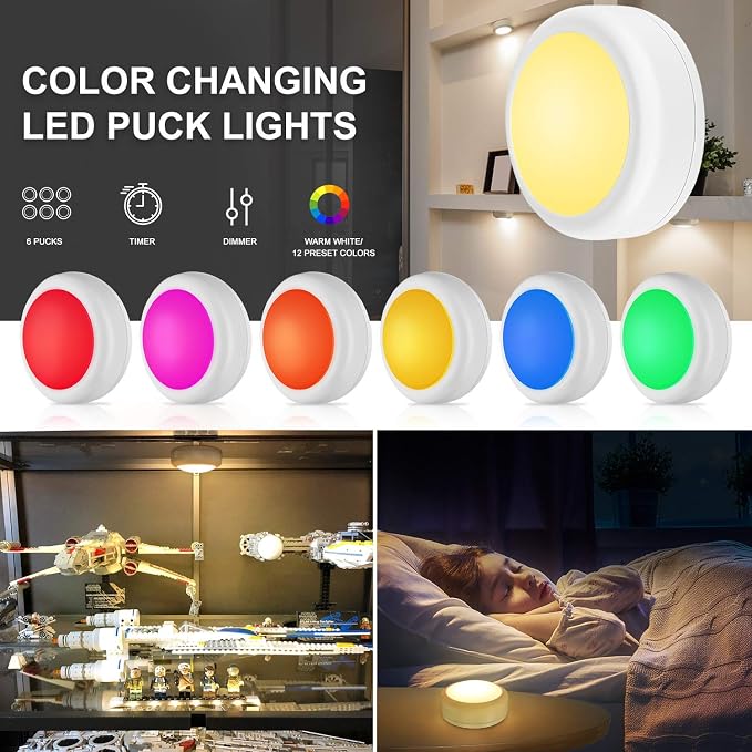 BLS LED Puck Lights with Remote Control, Wireless Under Cabinet & Closet - Image 6