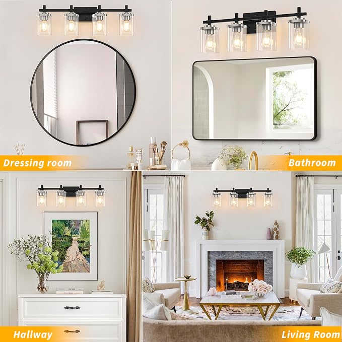 4-Lights Black and Brushed Nickel Vanity Lights - Image 7
