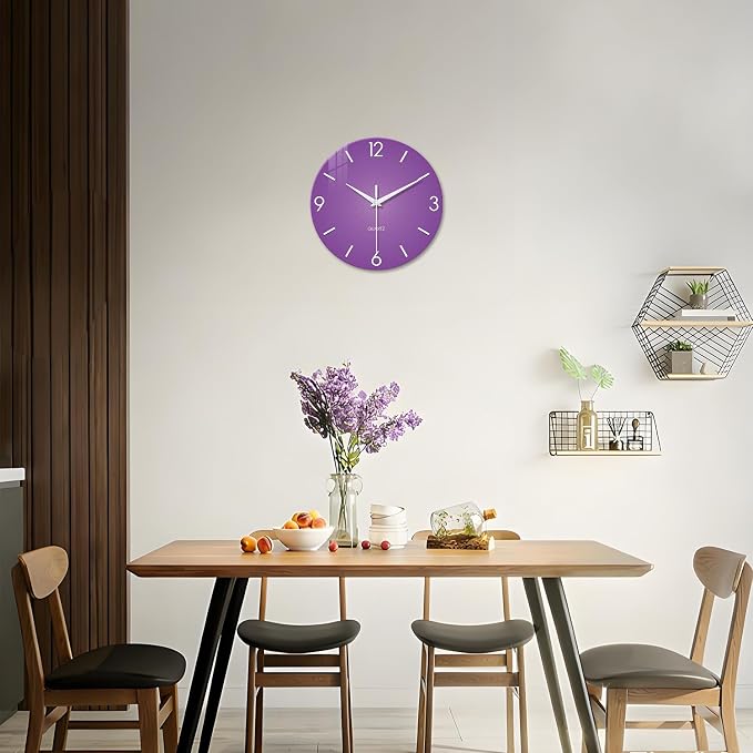XFM Purple Wall Clock for Women Girls Bedroom 20 Inch Modern Simple Wall Clocks - Image 8