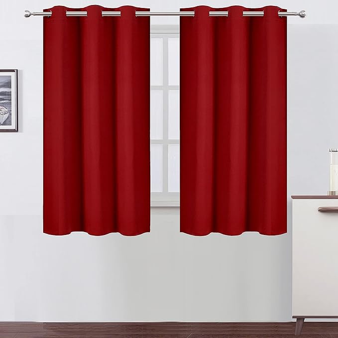 LEMOMO Red Blackout Curtains 34 x 54 Inch Length/Set of 2 Curtain by Lemomo