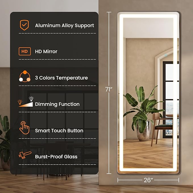 71" x 26" Arched Full Length Mirror - Image 2