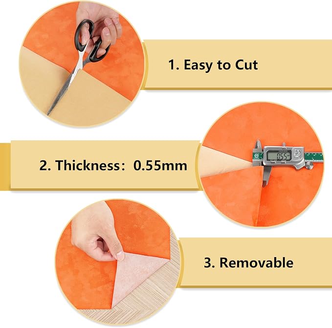 Wallercity Orange Self Adhesive Velvet Drawer Liner Soft Flocked Fabric - Image 8