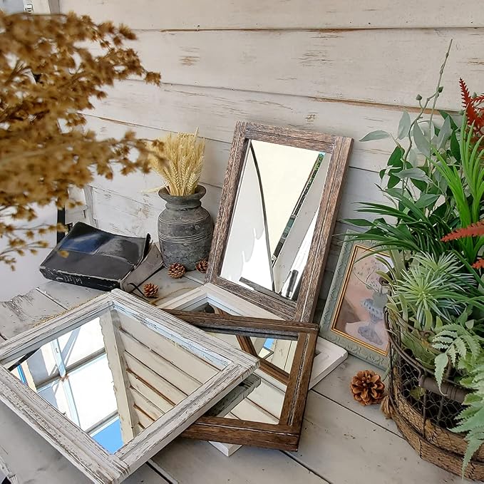 AAZZKANG Mirror with Wood Framed Rectangle Rustic Wall Mirrors Decor - Image 7