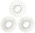 3 Pack Metal Mirrors for Wall Sunburst Wall Mirrors Home Décor Decorative by Uaussi