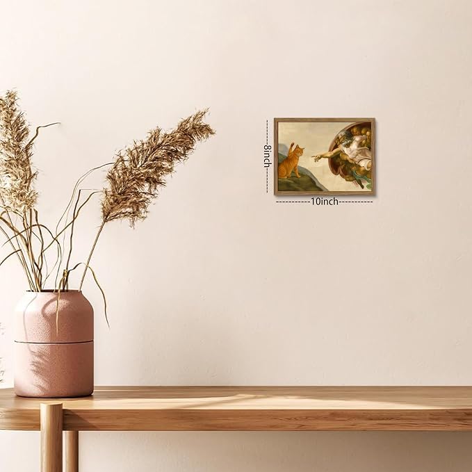 Framed Vintage Cat Canvas Wall Art, Funny Orange Cat Parody Classic Masterpiece - Image 3