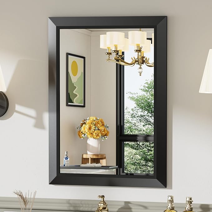 Briivue 20x28 Inch Black Bathroom Mirror by Briivuemodernmirrors