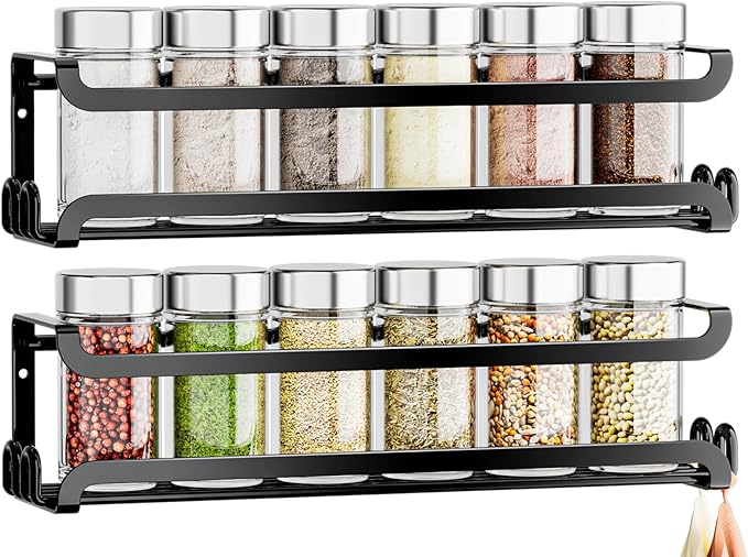 LUCYCAZ 2 Pack Wall Mounted Spice Rack by LUCYCAZ