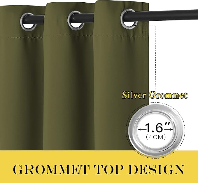 NICETOWN Olive Green Blackout Curtains 84 inch Length, Grommet Top Room - Image 6