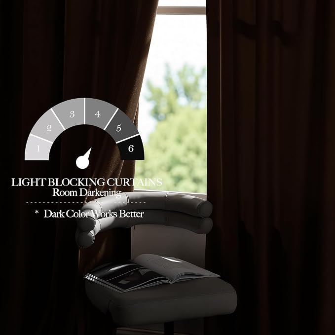 NICETOWN Brown Velvet Room Darkening Curtains 90 inches Long, Home Decor Light - Image 7