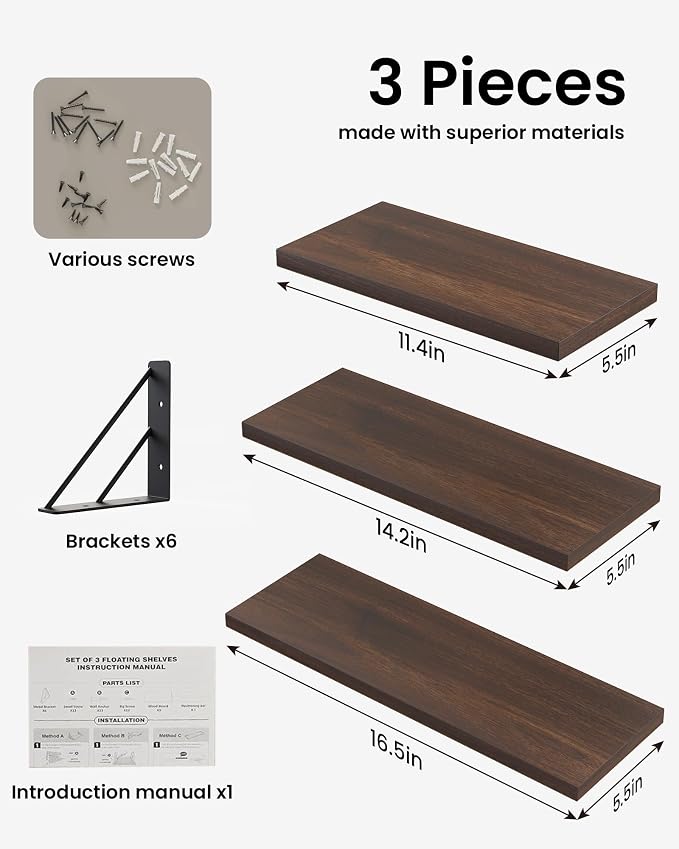 BAYKA Floating Shelves for Wall, Book Shelf for Bedroom, Wall Decor Shelves for - Image 8