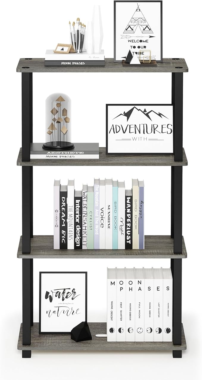 Furinno TURN-S-TUBE Storage Shelves, 4-Tier Book Shelf, Corner Shelf, Toolless - Image 5