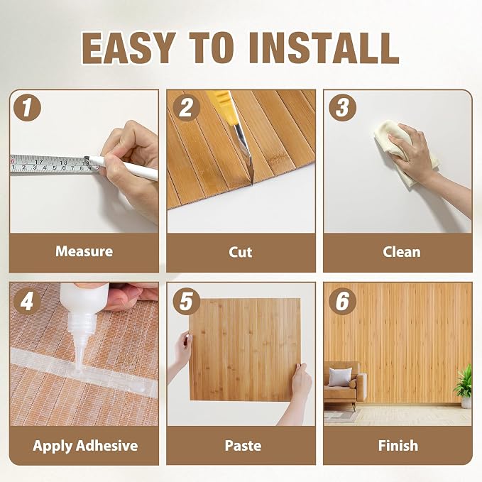 Natural Bamboo Wall Panel for Interior Wall Decor, Pole Wrap Wainscoting - Image 4