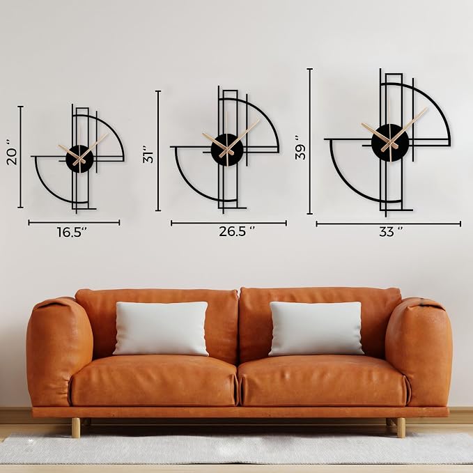 Modern Geometric Metal Wall Clock, Minimalist Black Steel Design, Silent - Image 9