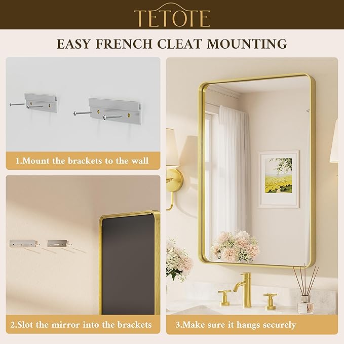 TETOTE Gold Vanity Mirror 28 x 36 Inch - Image 7