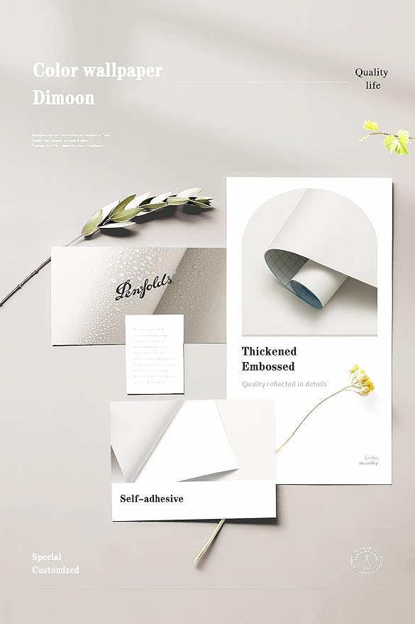 Dimoon 236''x17.7'' White Peel and Stick Wallpaper Contact Paper Modern Self - Image 4