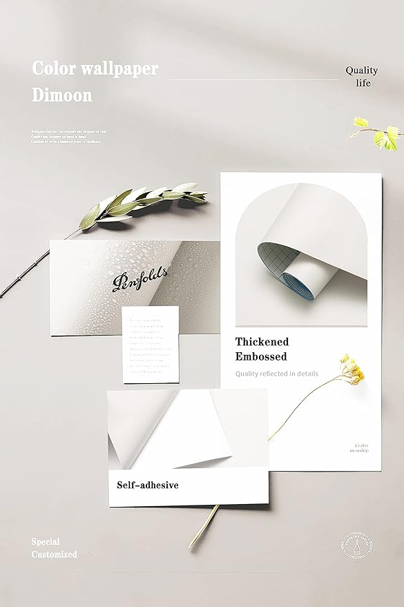 Dimoon 118''x17.7'' White Peel and Stick Wallpaper Contact Paper Modern Self - Image 4