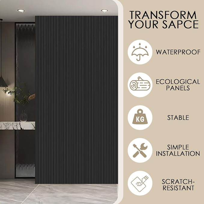 8-Pack 3D Slat Wall Panels — Soundproof Faux Wood Wall Panels - Image 4