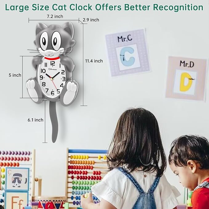 Soobest 18 Inch Large 3D Cat Wall Clock Battery Operated - Image 2