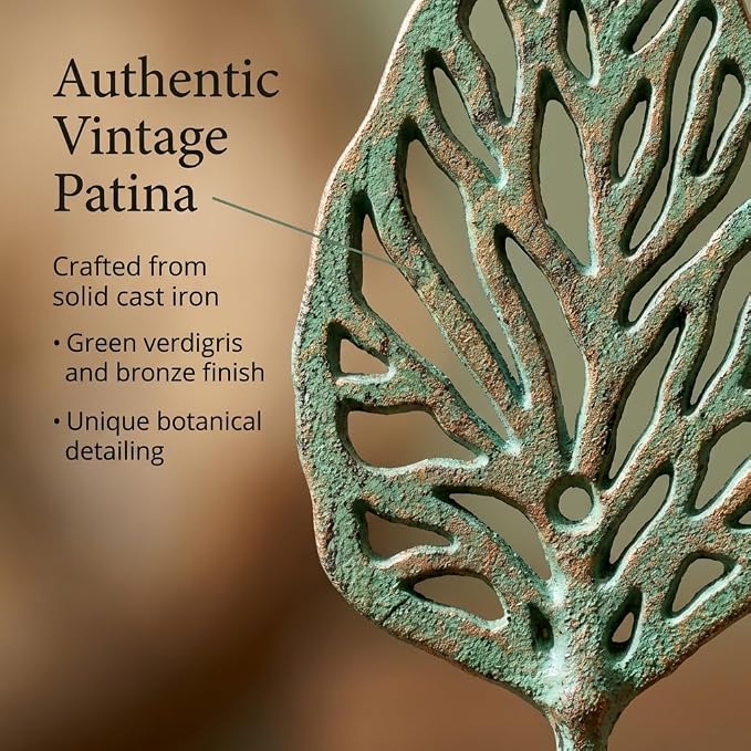 The Bridge Collection Leaf Wall Hook Cast Iron – Verdigris Green Botanical Coat - Image 5