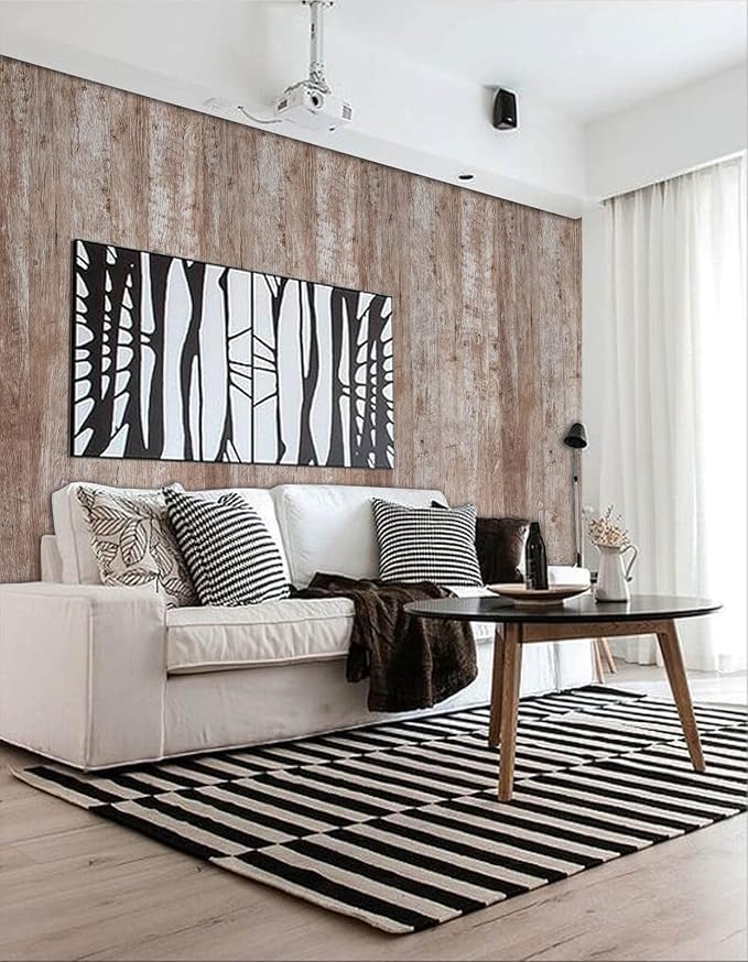 Dimoon78.7"x17.7'' Wood Wallpaper Brown Grey Dark Wood Contact Paper Gray Brown - Image 2