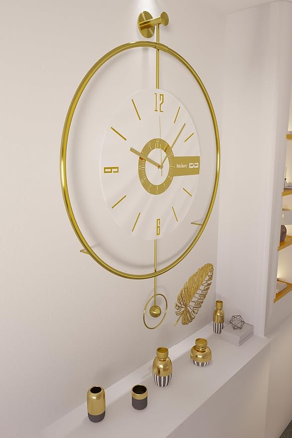 Large Luxury LED Backlit Wall Clock – Pendulum Roman Numeral Metal Ring - Image 4