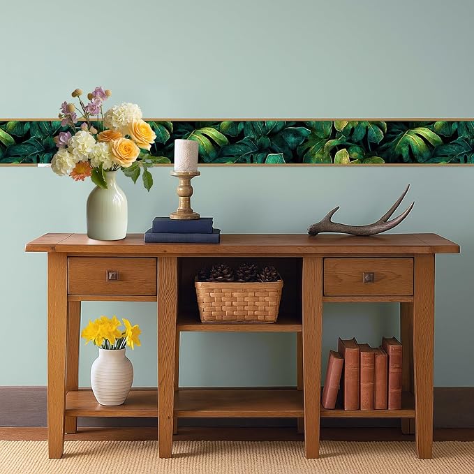 Tropical Leaf Wallpaper Border 196x4 Inch Peel and Stick Wall Border Self - Image 6