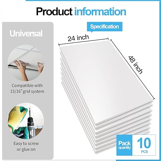 Art3d 10-Pack Smooth Drop Ceiling Tile 2ft x 4ft - Image 4