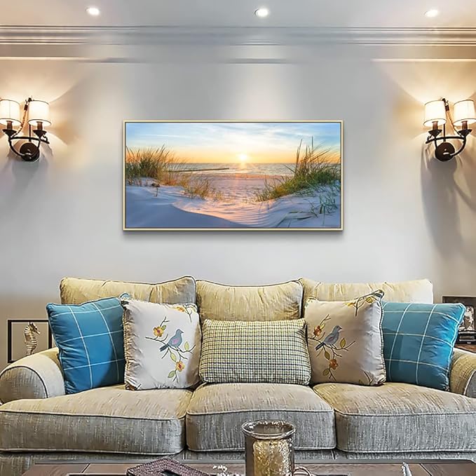 MHARTK66 Framed Wall Art for Living Room Modern Wall Decor for Bedroom Beach - Image 3
