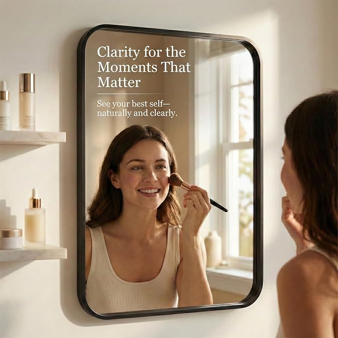2-Pack 22x30 Inch Matte Black Bathroom Vanity Mirrors | Flush Mount Deep Set - Image 5