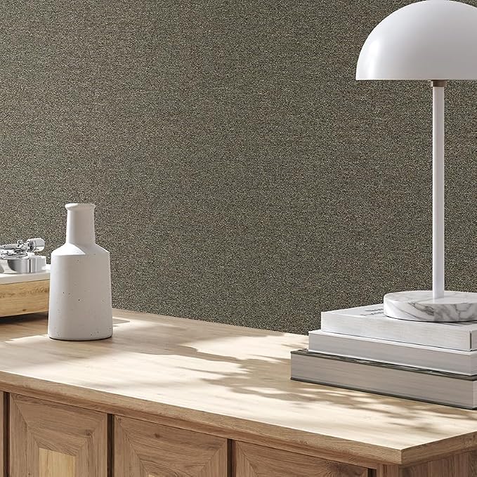 SHUFA Blended Brown Cotton-Like Textured Grasscloth Wallpaper Matte Thick Real - Image 6