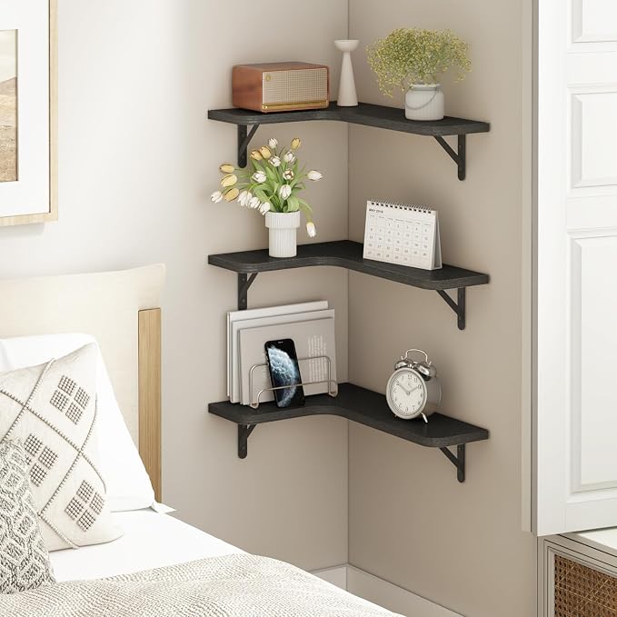 YGEOMER Corner Floating Shelves, Wall Mounted Corner Shelf - Image 4
