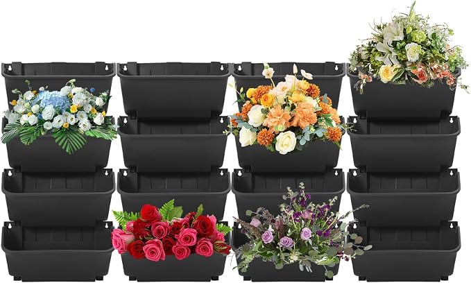 16 Pack Vertical Garden Planter, 13 inch Wall Mounted Planter by kunghei