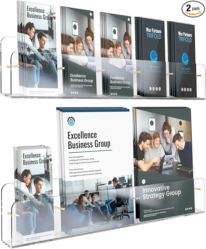 HIIMIEI Brochure Holder Wall Mount, Pamphlet Display Stand by HIIMIEI