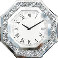 Wall Clock, Octagon Mirror Glass Clock, Cute Diamond 12-inch Non-Ticking Clock by XIHACTY