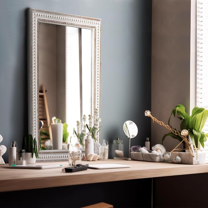 35x23 Inch Boho Wooden Rectangle Mirror - Image 3