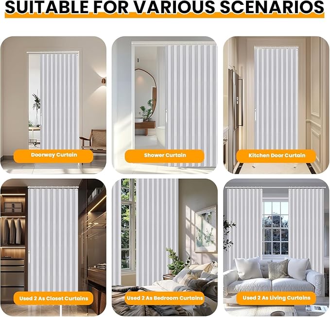AJAZZ 100% Blackout Accordion Doors Interior Magnetic Door Curtain Closet Door - Image 5