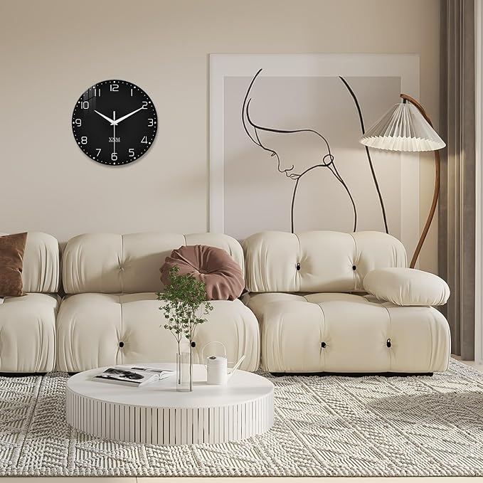 XNM Decorative Wall Clocks Battery Operated 14 Inch Black Wall Clock - Image 2