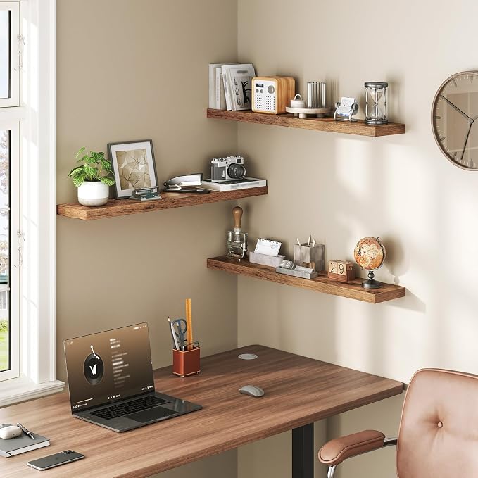 RALGEND Floating Shelves for Wall, 1.5" Thick Wall Shelf Set of 3 - Image 6