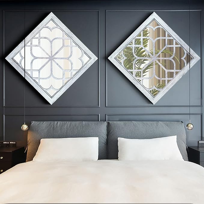 Wocred 2 PCS Square Wall Mirror, Gorgeous Rustic Farmhouse Accent Mirror - Image 4