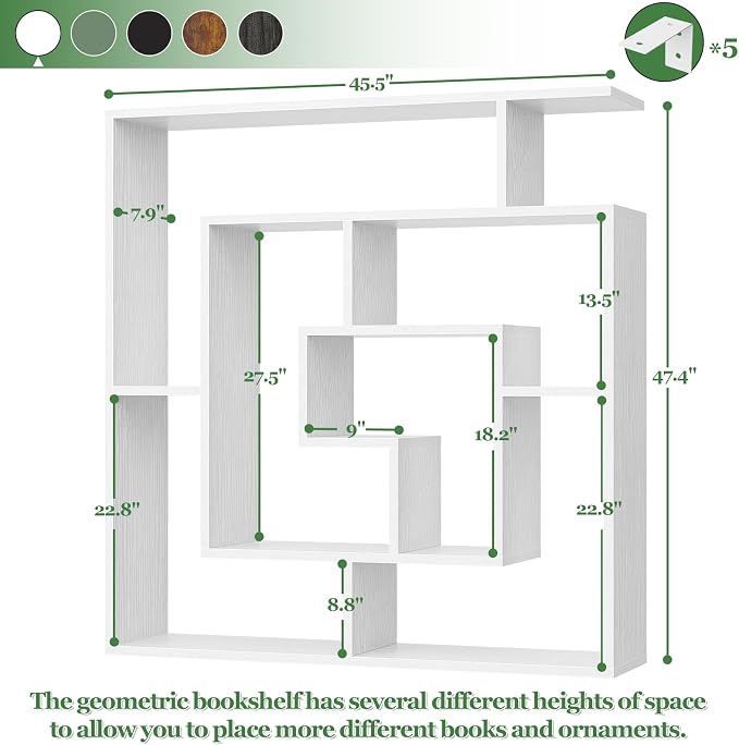 Armocity 6 Tier Display Book Shelf Wall Mounted Bookshelf Freestanding - Image 3