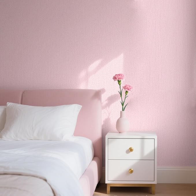 Pink Peel and Stick Wallpaper Textured Contact Paper Removable Wall Paper - Image 2