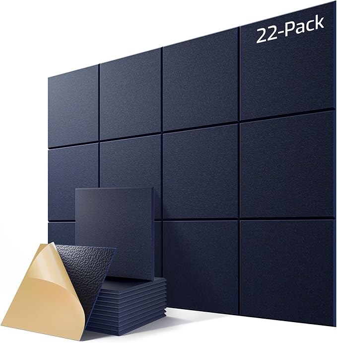 22 Pack Self-Adhesive Acoustic Panels, Soundproof Wall Panels by Lebenforce