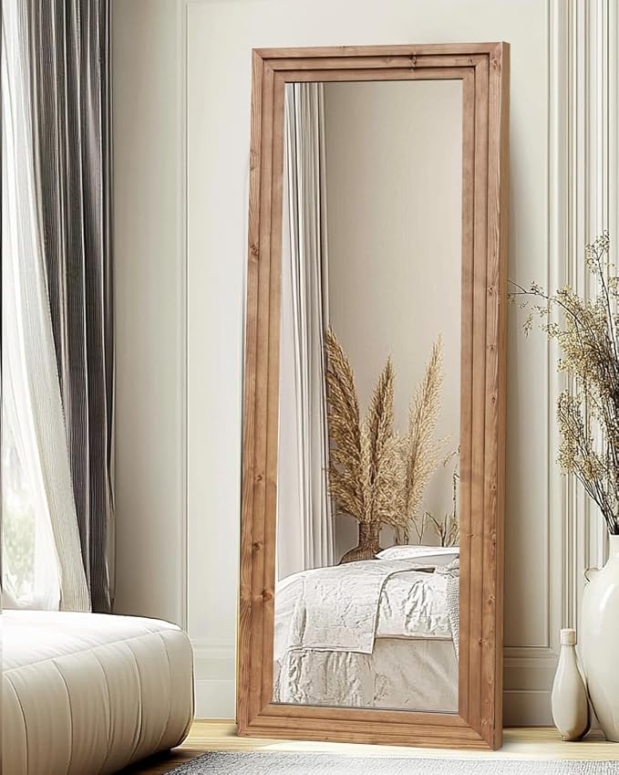 Full Length Mirror 65"x24" Solid Wood Frame Floor Large Mirror - Image 6