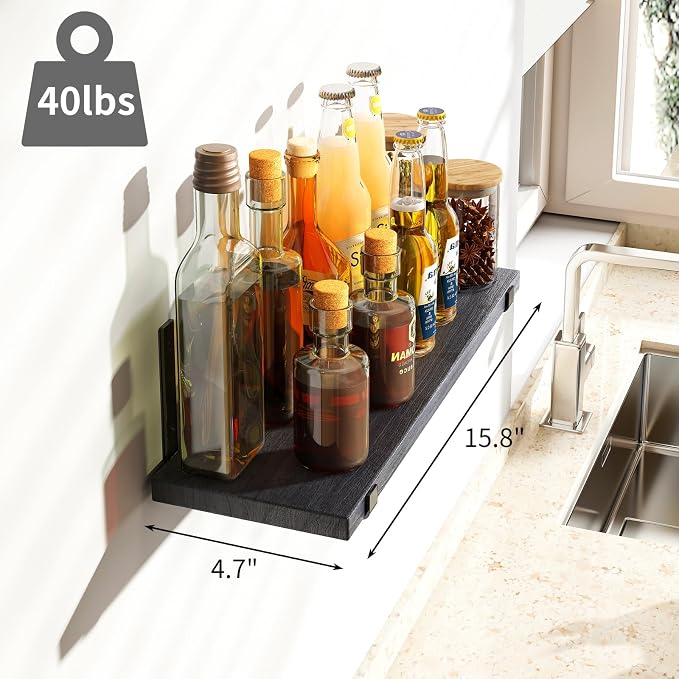 Fixwal Wall Shelves, Width 4.7 Inches Black Floating Shelves - Image 3