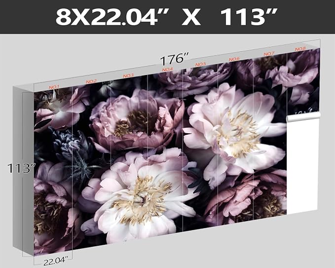 XMPMBM-Purple Peony Floral Fabric Wallpaper Living Room Bedroom Bathroom Wall - Image 4