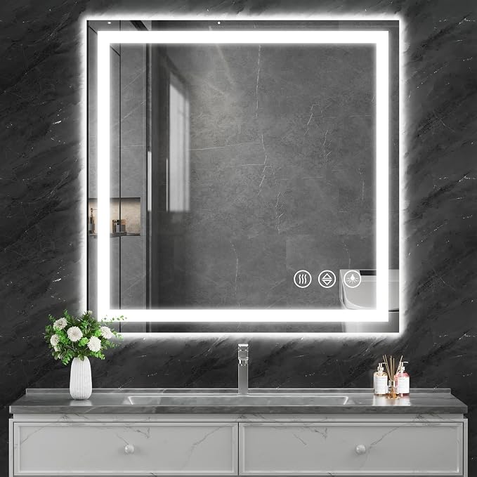 Koonmi 36"x36" LED Mirror for Bathroom, 90CRI Anti-Fog Vanity Mirror by KOONMI