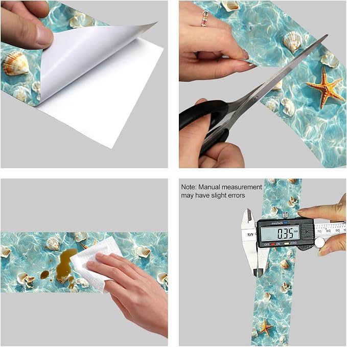 HOMETITUTE Wallpaper Border Peel and Stick Wall Border Coastal Shell Water - Image 8